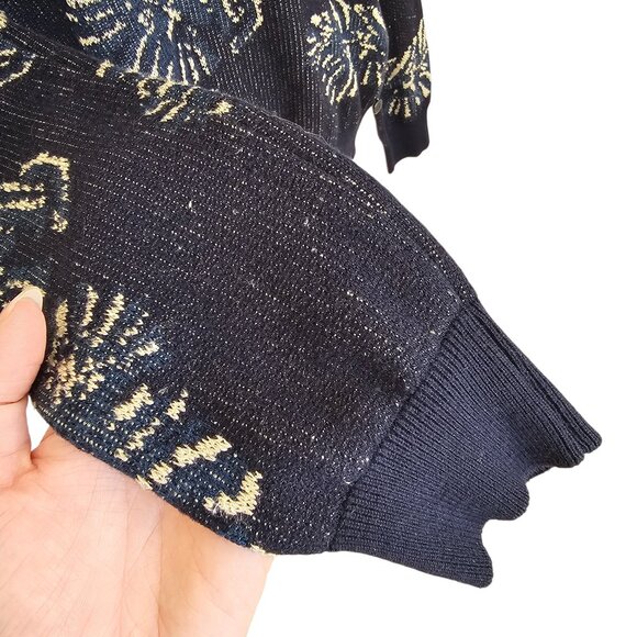 Scotch & Soda Navy Blue and Cream Leaf Crew Neck Sweater Sz M - Picture 4 of 12